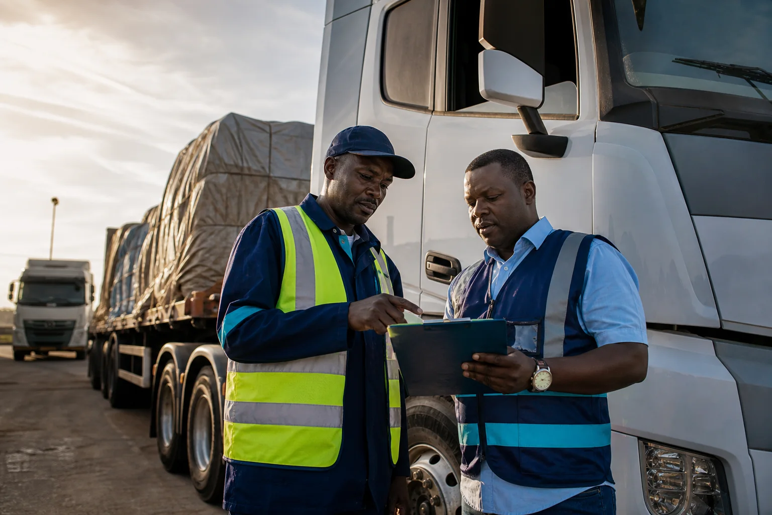 Driver and fleet supervisor coordinating a freight assignment